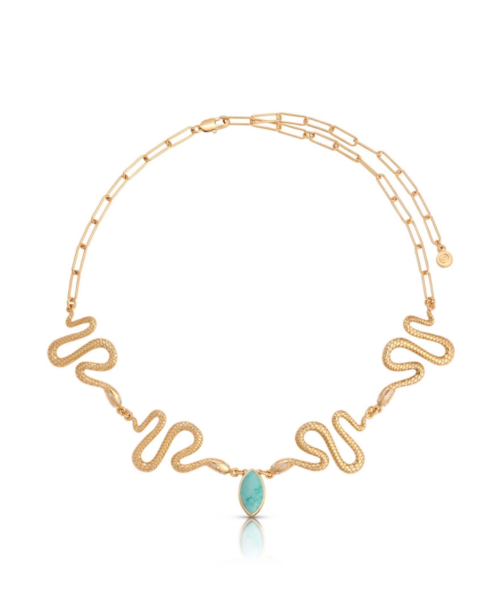 Колье-чокер ETTIKA Gold-Plated Turquoise Serpentina Snake