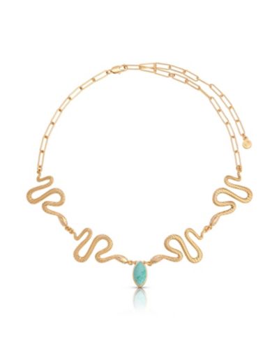 Колье-чокер ETTIKA Gold-Plated Turquoise Serpentina Snake