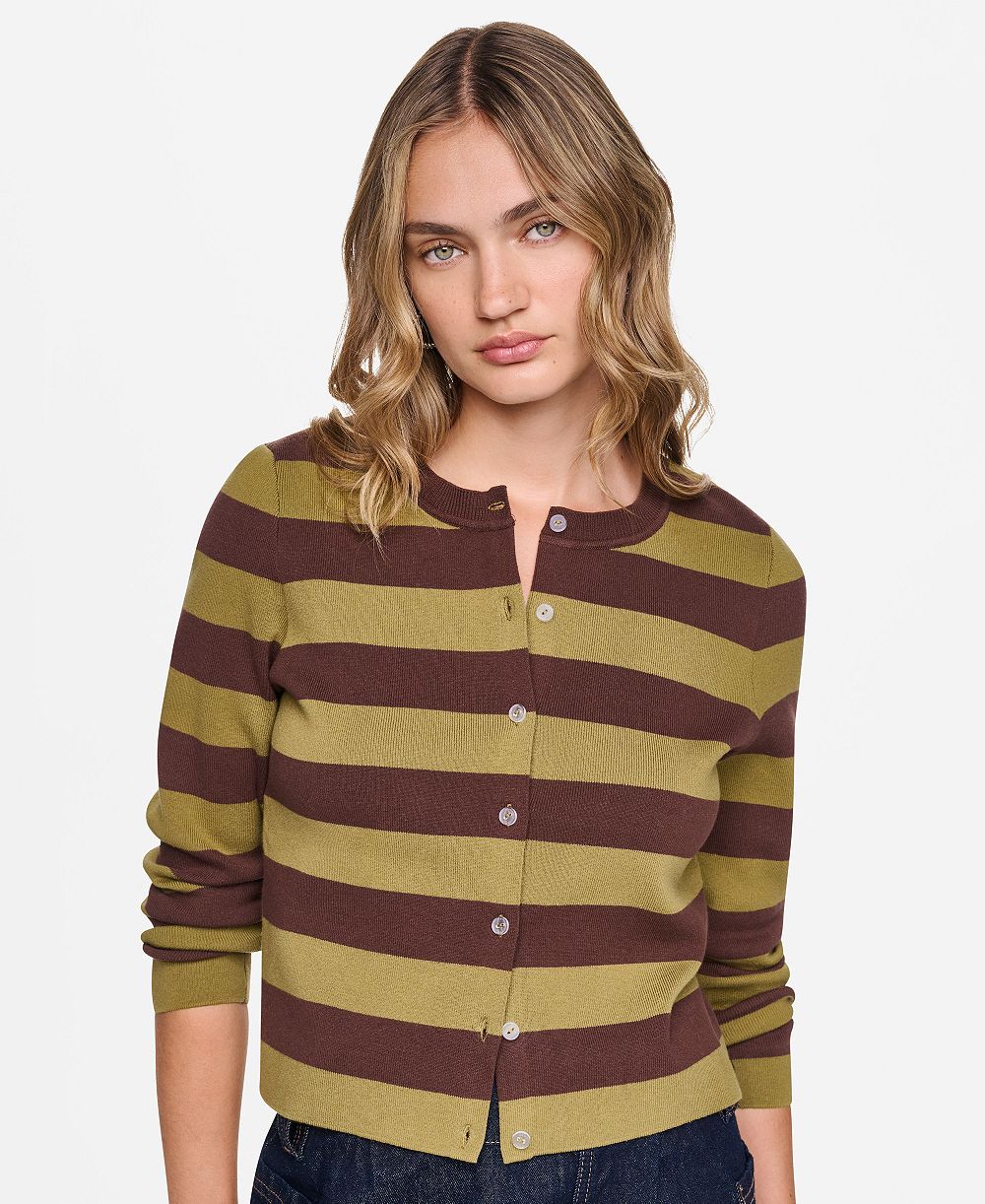 DKNY Jeans Petite Striped Cotton-Blend Cardigan