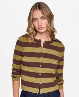 DKNY Jeans Petite Striped Cotton-Blend Cardigan