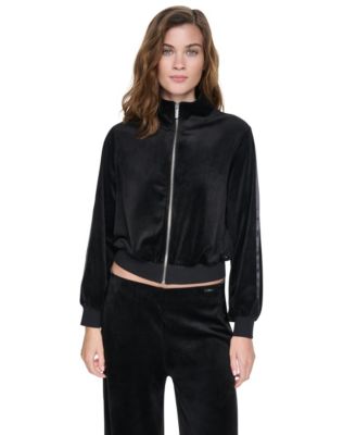 Женская куртка DKNY Jeans с воротником-стойкой и молнией, велюр и атласная отделка, Petite