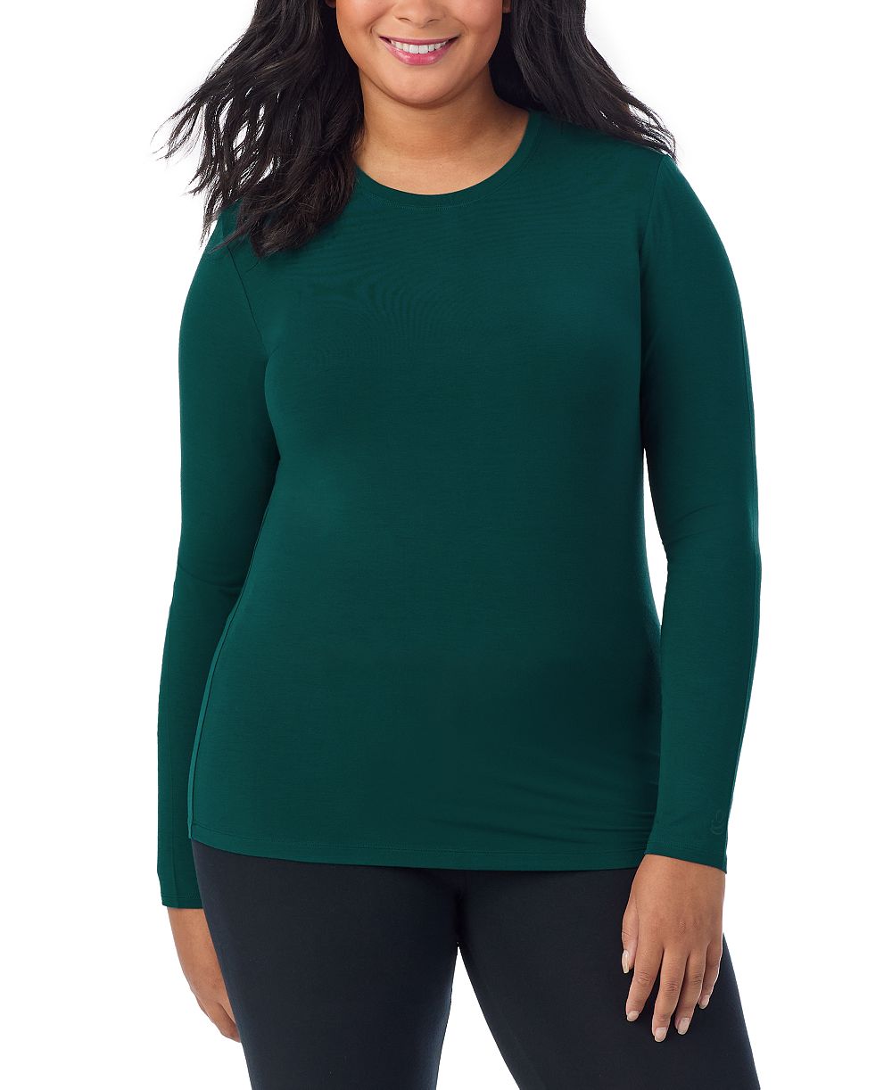 Женская кофта Cuddl Duds Plus Size с длинным рукавом и круглым вырезом, эластичная ткань
