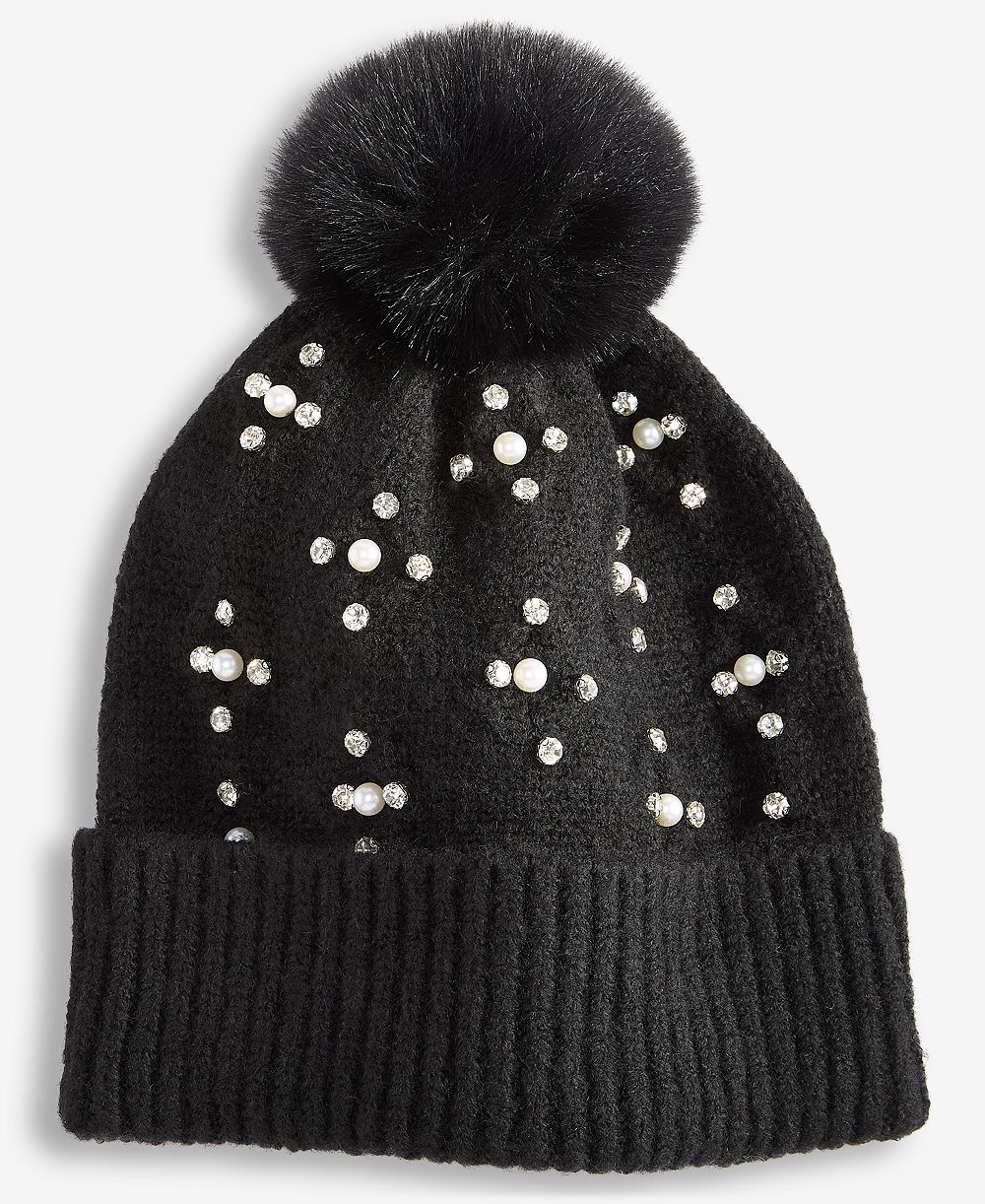 I.N.C. International Concepts Women's Imitation-Pearl Cable-Knit Beanie, Macy's Exclusive