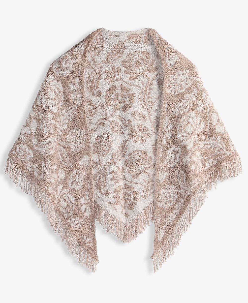 I.N.C. International Concepts Women's Two-Tone Folk Floral Jacquard Triangle Knit Scarf, Macy's Exclusive