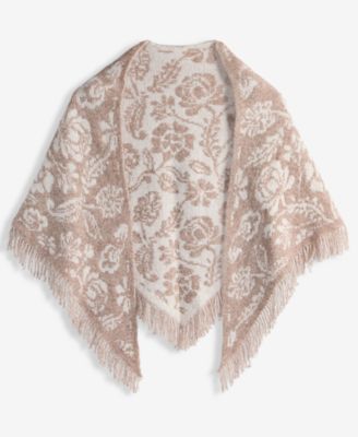 I.N.C. International Concepts Women's Two-Tone Folk Floral Jacquard Triangle Knit Scarf, Macy's Exclusive