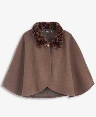 Женская укороченная накидка I.N.C. International Concepts Solid Faux-Fur Animal-Print-Collar