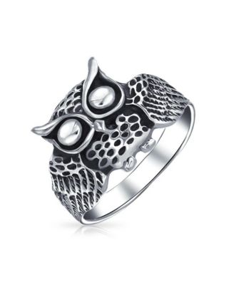 Серебряное кольцо Bling Jewelry: Wise Bird Night Owl Band Oxidized Sterling Sterling