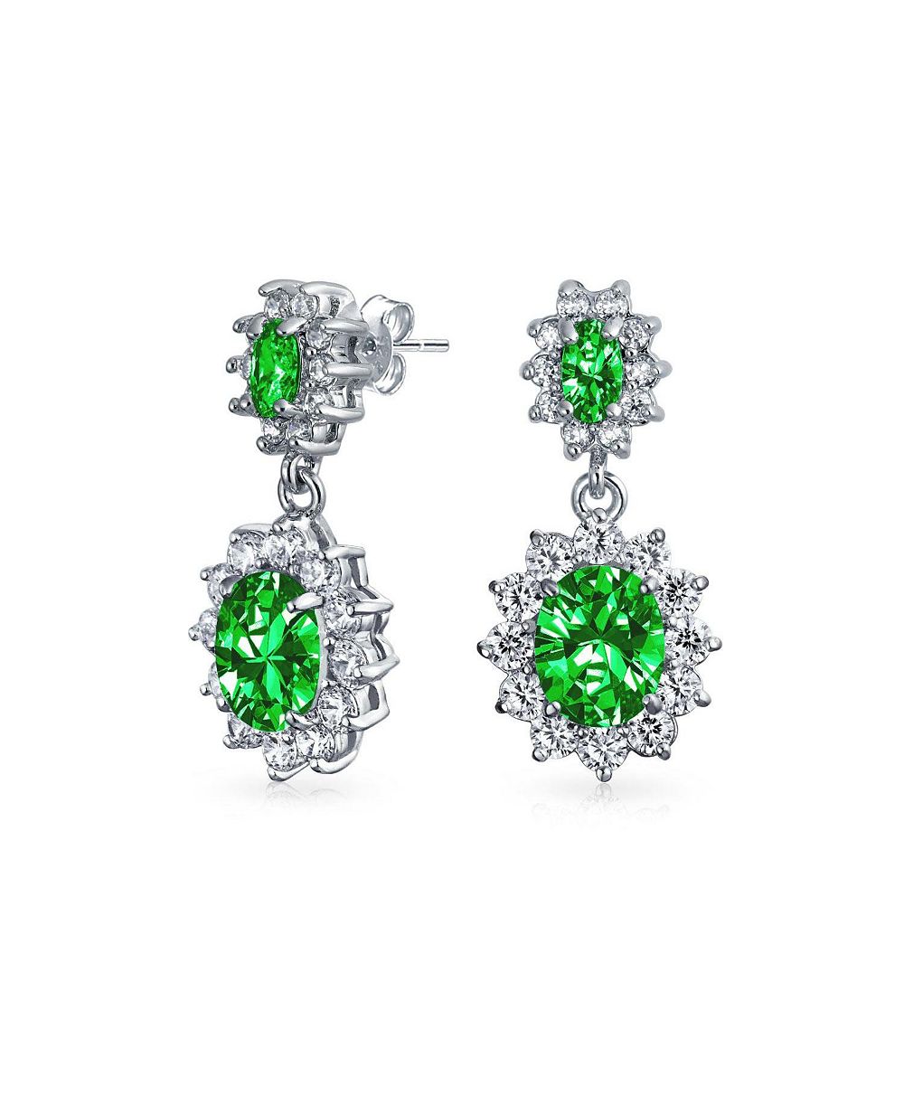 Классические коктейльные серьги Bling Jewelry с синим сапфировым фианитом CZ, овальные подвески, серебро