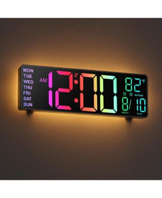 JALL 10.5" Digital Alarm Night Light Wall Clock