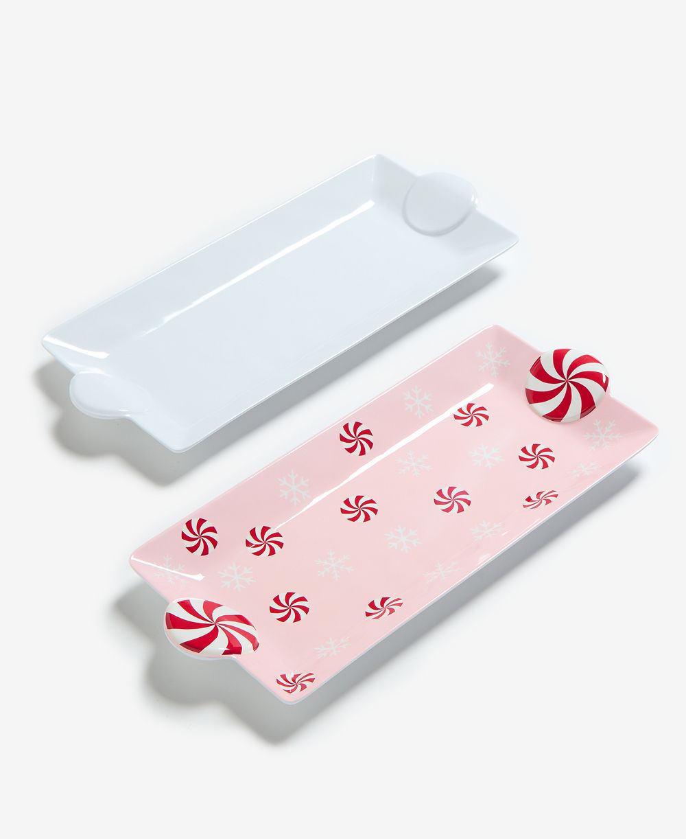 Меламиновый поднос Tinsel And Frost Melamine Peppermint, набор из 2 шт
