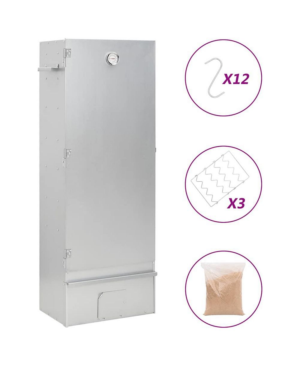 Коптильня-гриль vidaXL BBQ Oven Smoker с щепой, 17.5"x11.4"x43.3", оцинкованная сталь