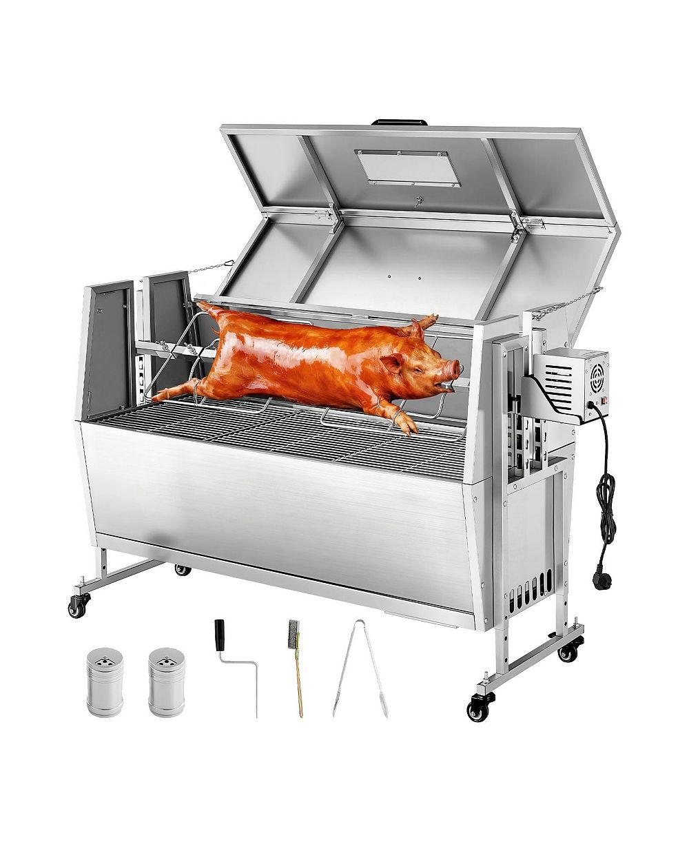 COZITO Rotisserie Grill, 38W Stainless Steel Spit Roaster with Wheels