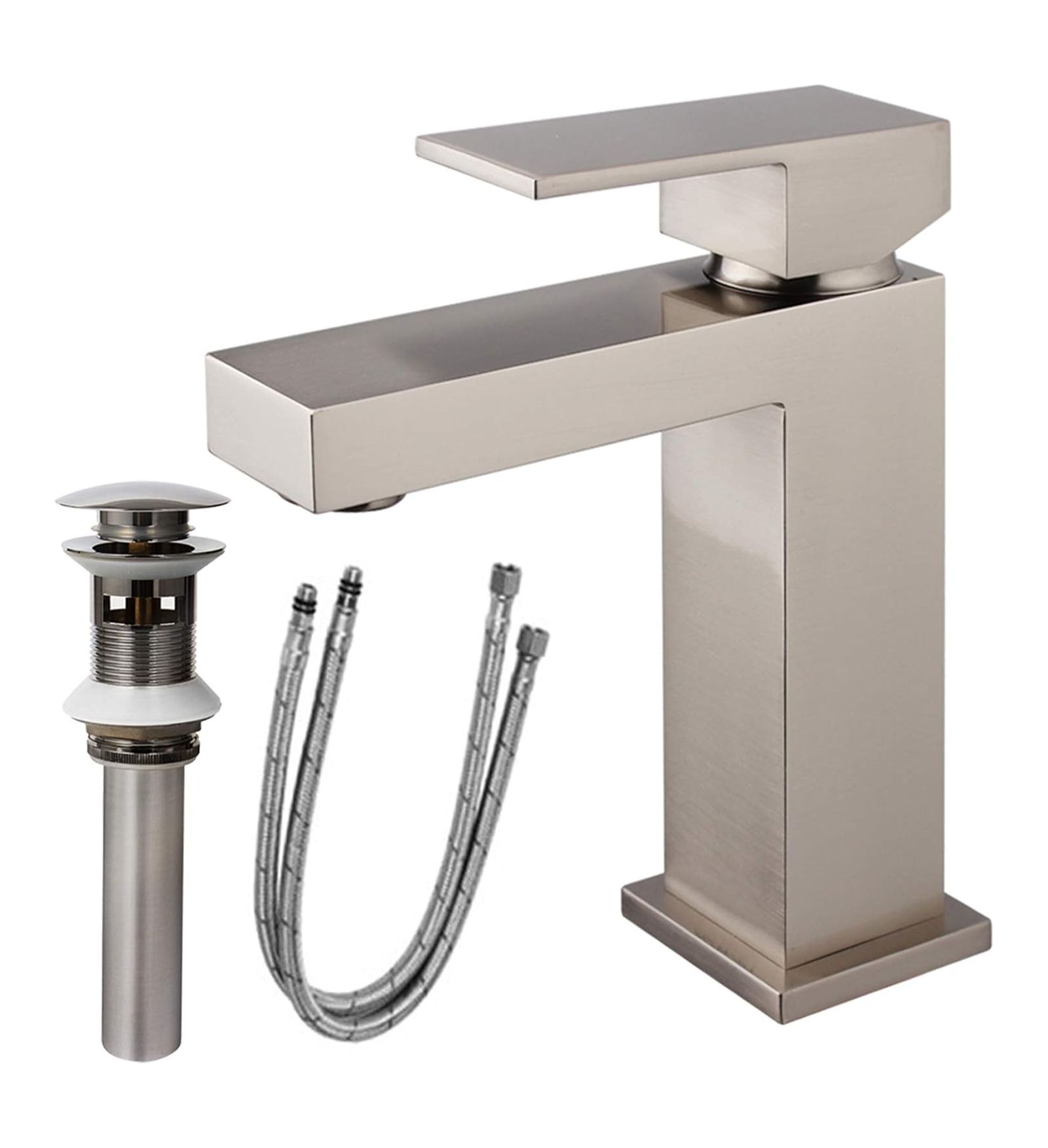 Смеситель для раковины PHYING Single Handle Brushed Nickel Solid Brass Modern