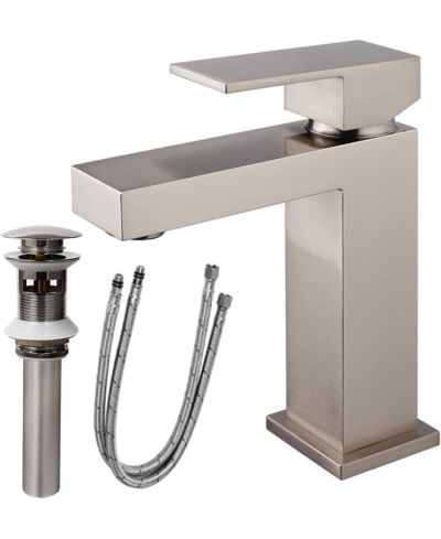 Смеситель для раковины PHYING Single Handle Brushed Nickel Solid Brass Modern