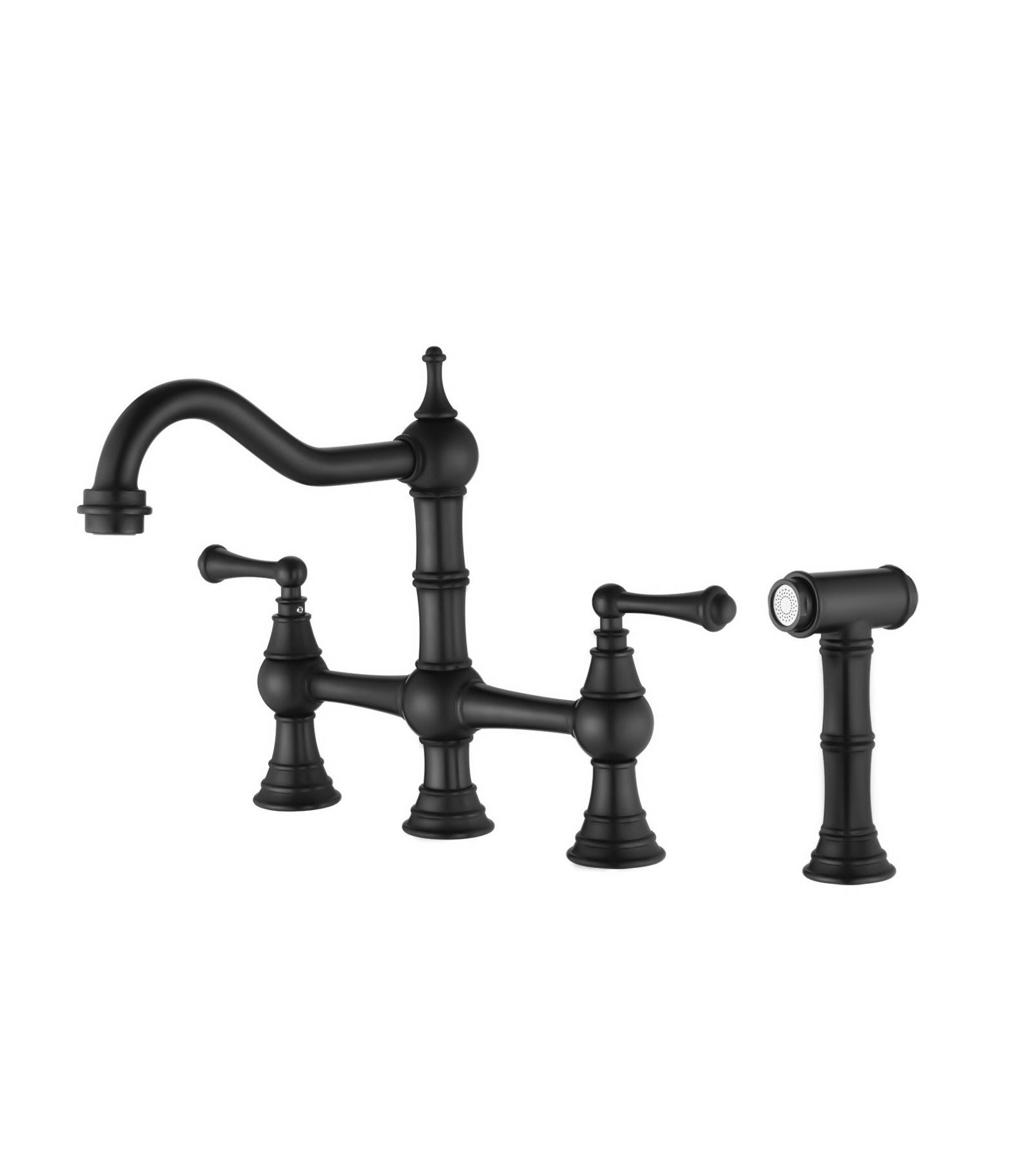 PHYING Bridge Dual Handles Kitchen Faucet Modern High Arc Sink Faucet with Flexible Pull Out Side Spray for Home Kitchen Utility Sink