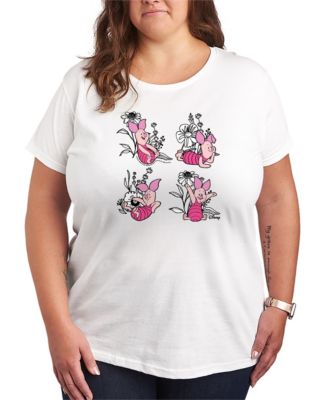Hybrid Apparel Plus Size Winnie The Pooh Piglet Flowers Graphic T-Shirt