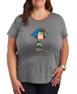 Hybrid Apparel Plus Size Peanuts Peppermint Patty Brain Left for the Day Graphic T-Shirt