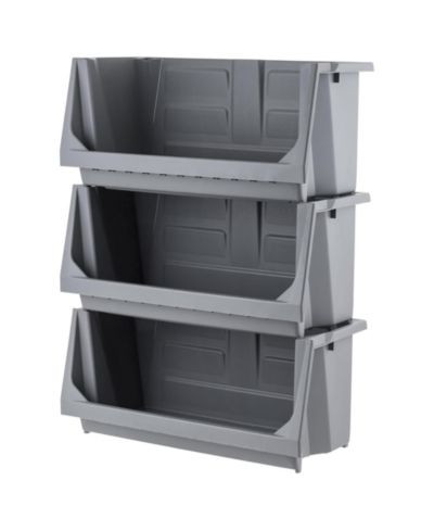 IRIS USA Open Front Storage Bins, Heavy Duty Stackable Bins