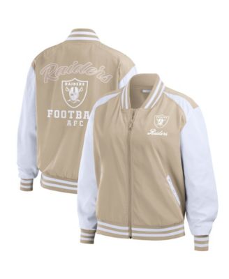 WEAR by Erin Andrews Women's Tan Las Vegas Raiders Tonal Full-Zip Bomber Jacket