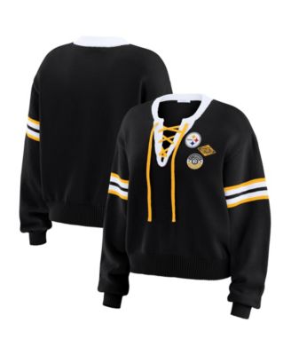 Женский черный свитер WEAR by Erin Andrews с завязками Pittsburgh Steelers
