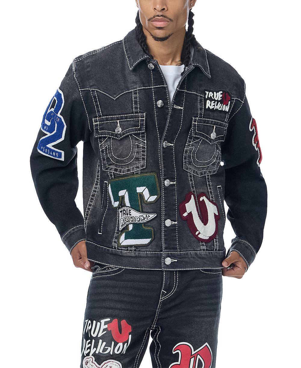 Мужская джинсовая куртка True Religion Jimmy оверсайз с нашивками
