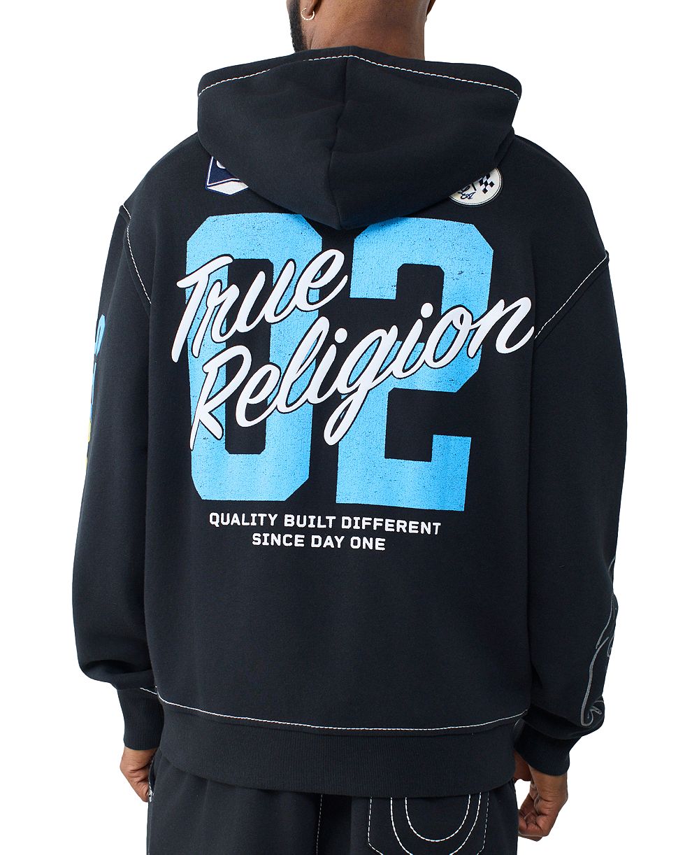 True Religion Men's Split Kangaroo Pocket Graphic Sweatshirt