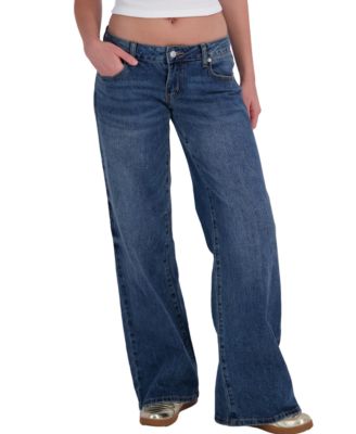 EM + CASS Juniors' Low-Rise Wide-Leg Jeans