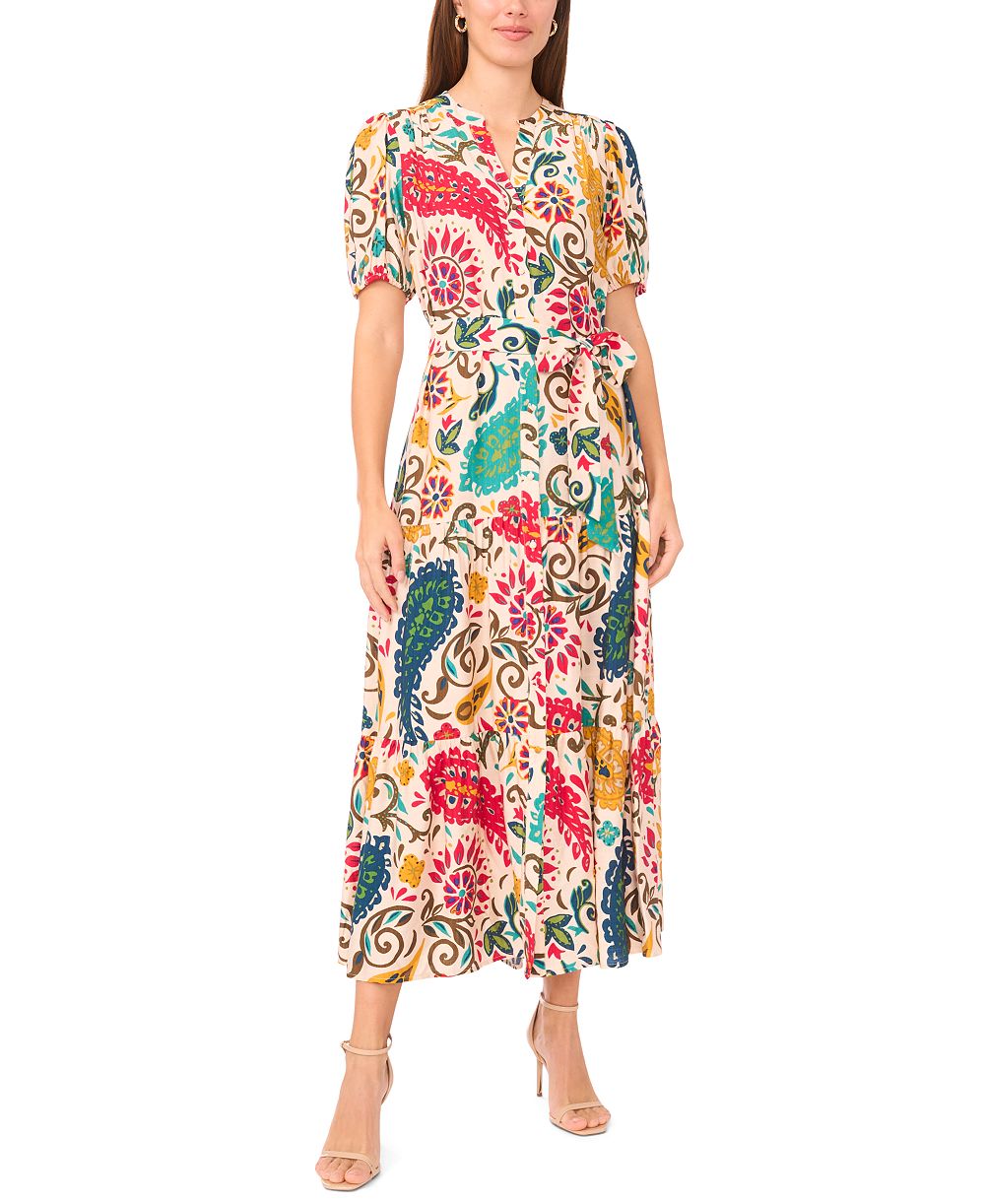 Макси-платье MSK Women's Floral Button-Front с поясом