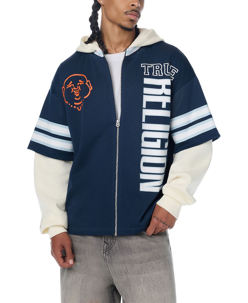 Мужская худи True Religion с молнией в стиле Y2K Football Jersey
