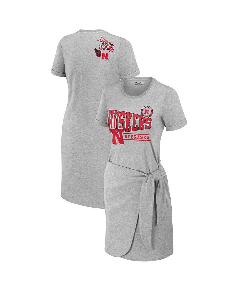 Женское платье-футболка WEAR by Erin Andrews Nebraska Huskers Knotted Heather Gray