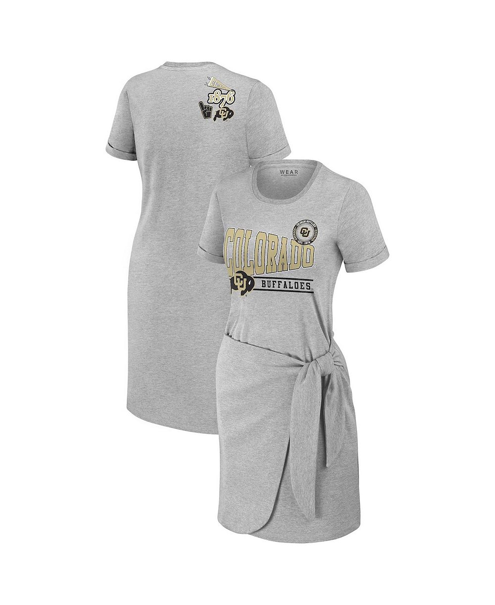 WEAR by Erin Andrews Женское платье-футболка с узлом Colorado Buffaloes, Heather Gray