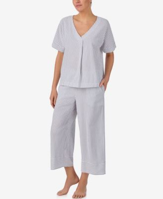 Пижамный комплект DKNY Women's Seersucker V-Neck Dolman Short-Sleeve Top and Pants
