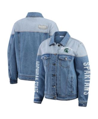Женский джинсовый жакет WEAR by Erin Andrews Michigan State Spartans Sleeve Hit Color Block Button-Down