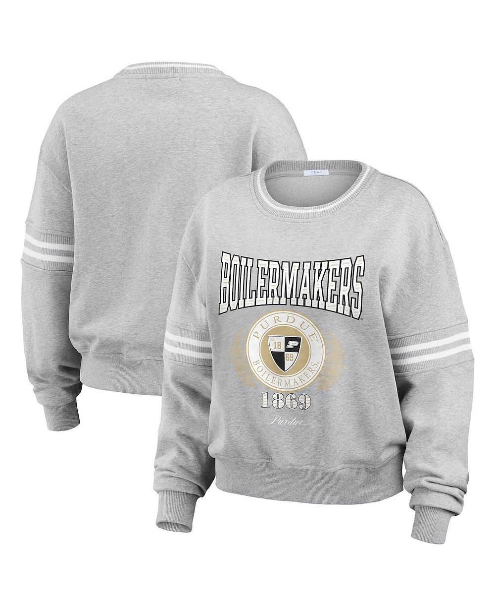 Женский джемпер WEAR by Erin Andrews Heather Gray Purdue Boilermakers Classic Stripe