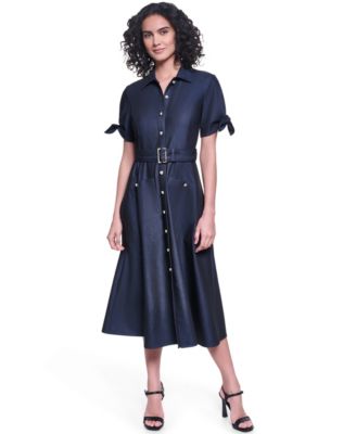 Женское платье-рубашка миди KARL LAGERFELD PARIS Denim Belted Midi Shirt Dress