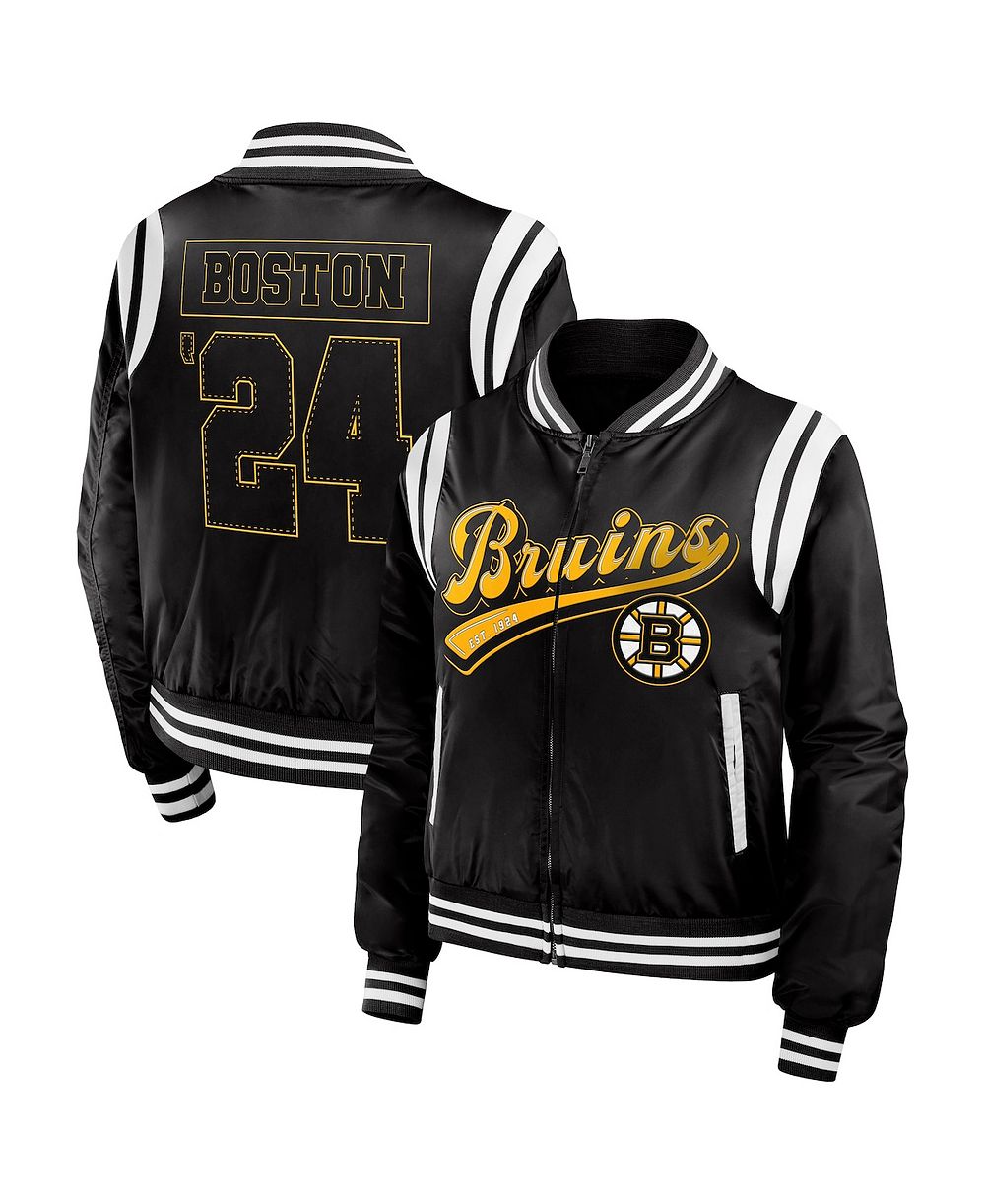 WEAR by Erin Andrews Женский Black Boston Bruins Baller Full-Zip Bomber Jacket