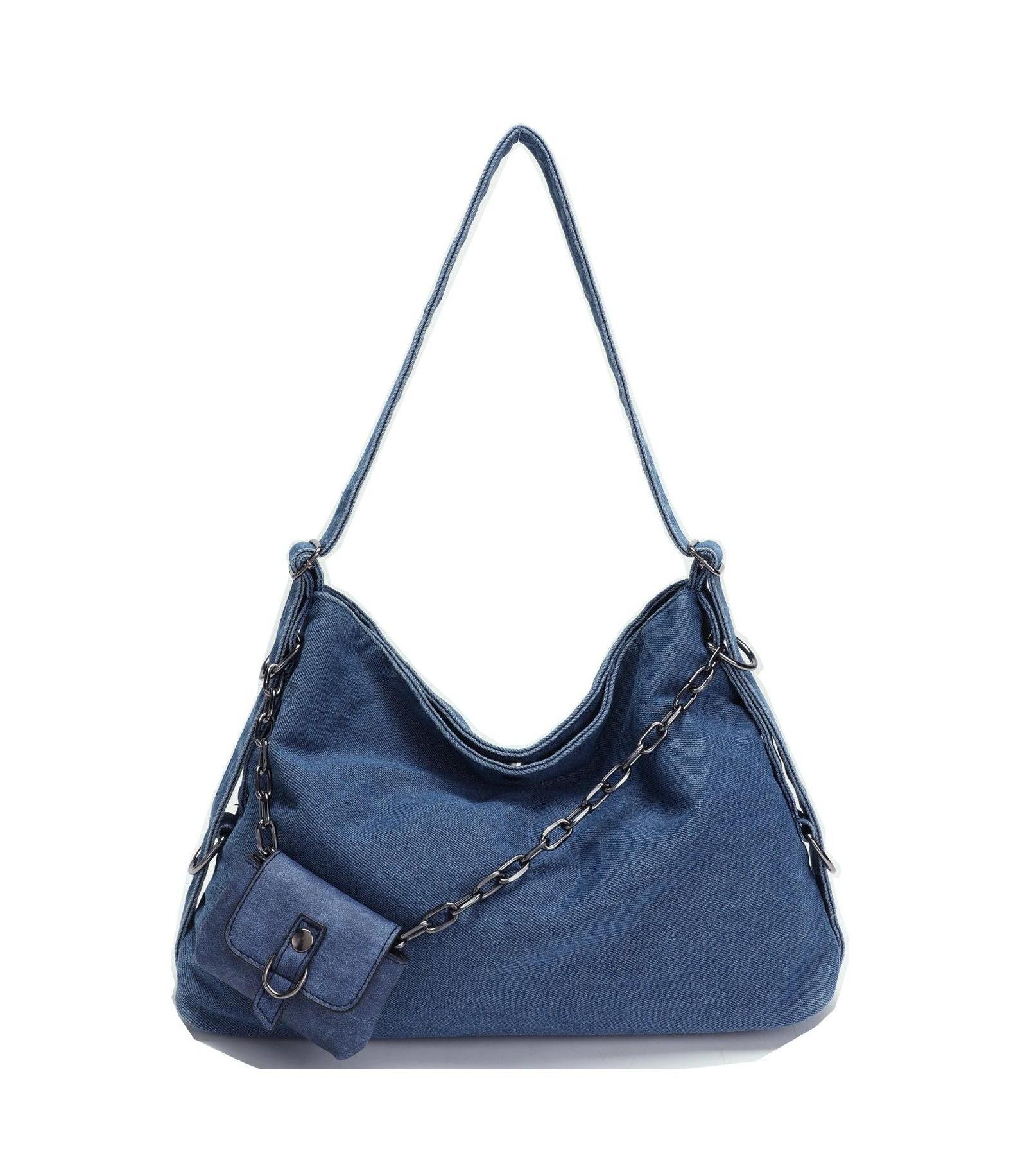 Женская сумка через плечо SUSU Women's Drift Hobo Slouchy Washed Denim с цепью