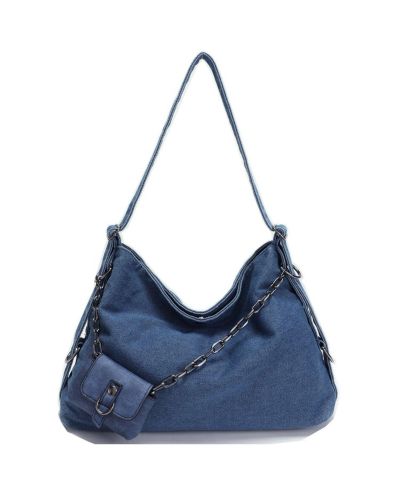 Женская сумка через плечо SUSU Women's Drift Hobo Slouchy Washed Denim с цепью