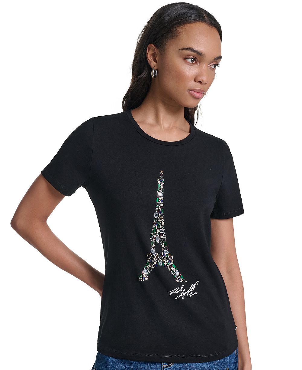 Karl Lagerfeld Paris Women's Eiffel Paris-Inspired Graphic Tee