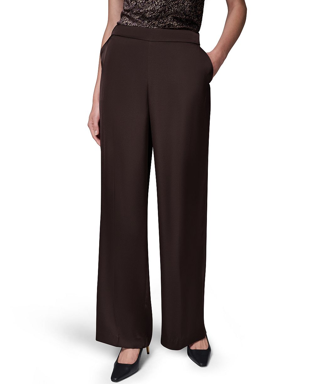 Donna Karan New York Women's Wide-Leg Satin Side-Zip Pants