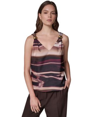 Donna Karan New York Women's Sleeveless V-Neck Allover-Print Tank