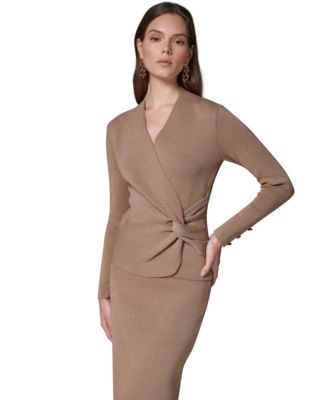 Женский облегающий свитер Donna Karan New York с V-образным вырезом и длинным рукавом