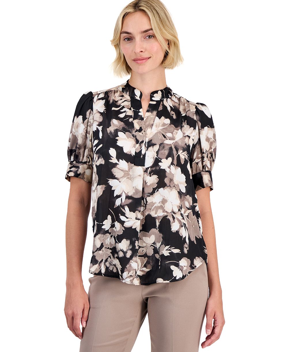 Anne Klein женский топ с пышными рукавами и V-образным вырезом, Petite