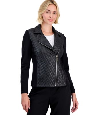 Anne Klein petite Faux-Leather Moto Jacket
