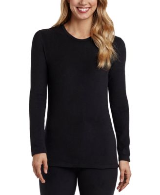 Cuddl Duds женская флисовая растяжимая футболка с длинным рукавом и круглым вырезом
