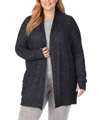 Cuddl Duds Plus Size SoftKnit Shawl Collar Thumbhole Sleeves Wrap