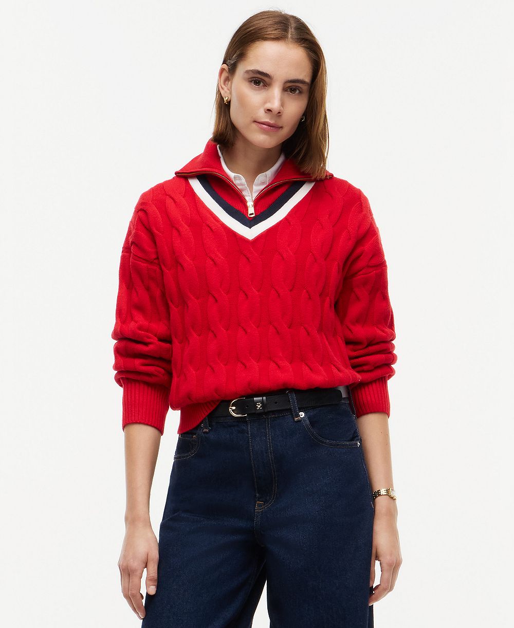 Женский свитер Tommy Hilfiger с воротником-гольф и частичной молнией, свободный крой