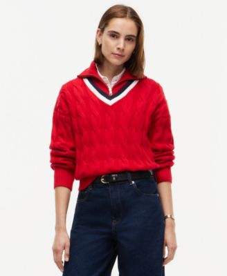Женский свитер Tommy Hilfiger с воротником-гольф и частичной молнией, свободный крой
