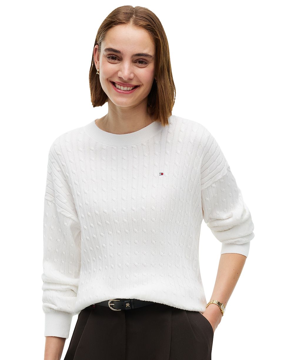Tommy Hilfiger Women's Cable-Knit Crewneck Long-Sleeve Sweater