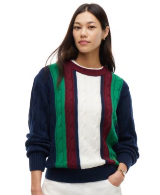 Женский свитер Tommy Hilfiger с круглым вырезом и кабельной вязкой в полоску American Icons